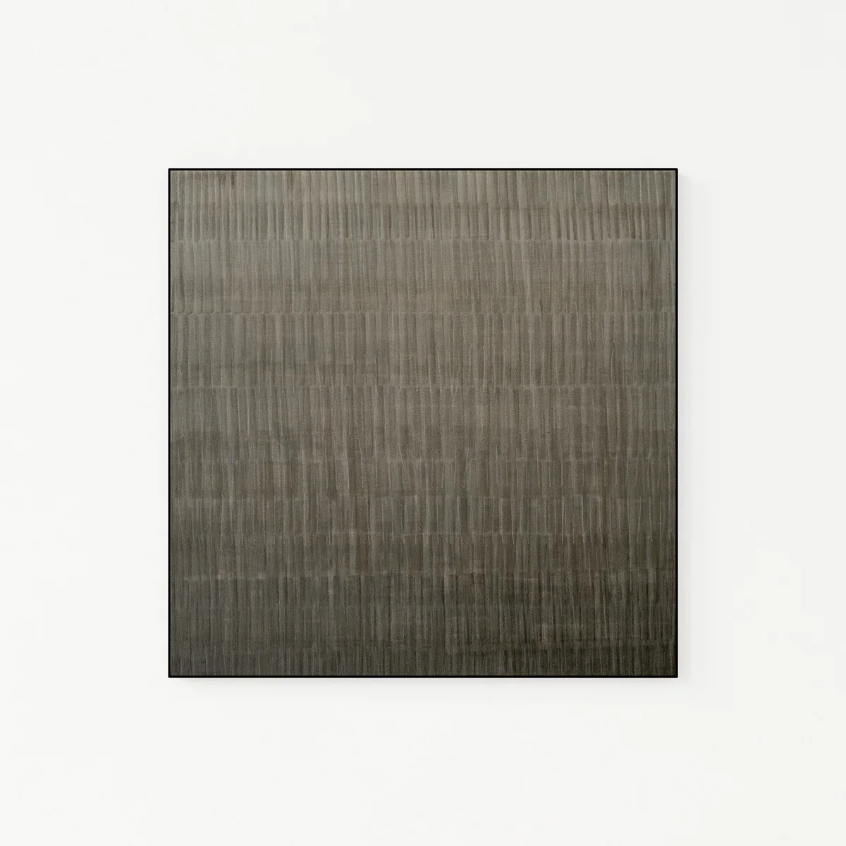 Gray artwork with soft green accents, evoking calm and minimalism