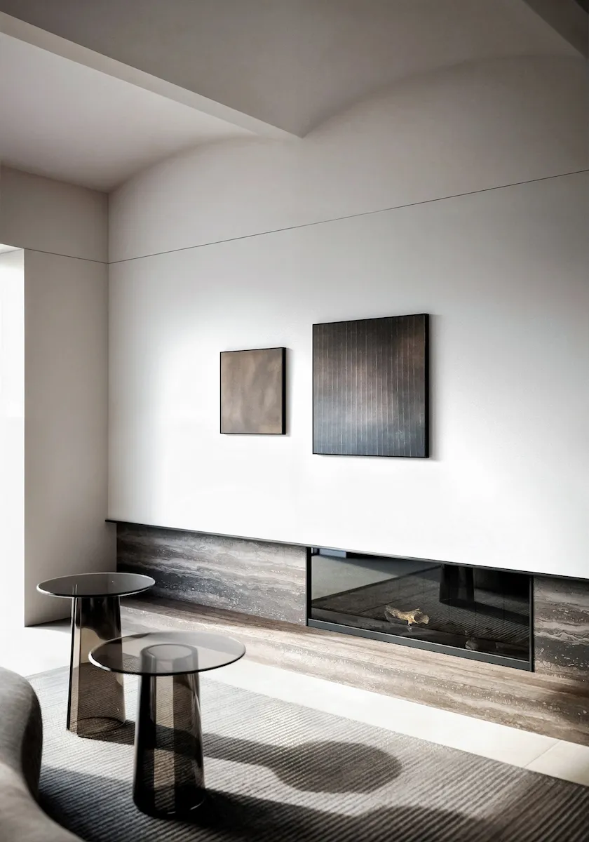 Between and Strips wall art by Marta Rószczka, contemporary Polish painting, gallery wall in modernliving room.